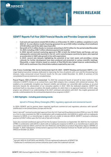 Thumbnail Genfit Financial Report 2024