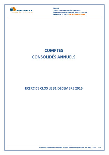 Thumbnail Genfit Financial Statement 2016