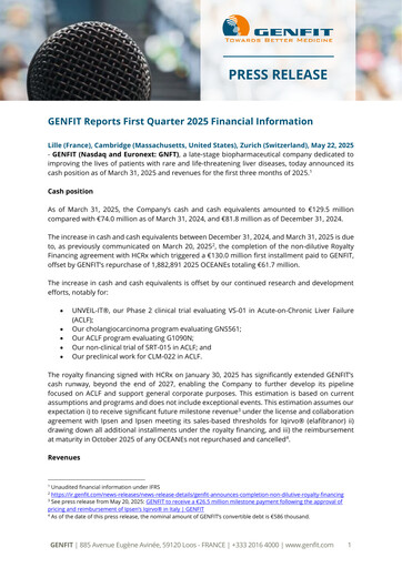 Thumbnail Genfit Quarterly Report 2025-q1