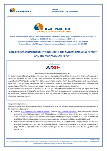 Miniature Genfit Document d'enregistrement universel 2016