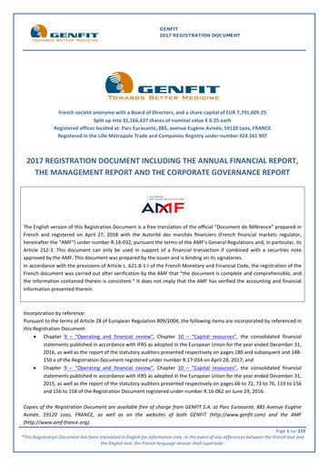 Miniature Genfit Document d'enregistrement universel 2017