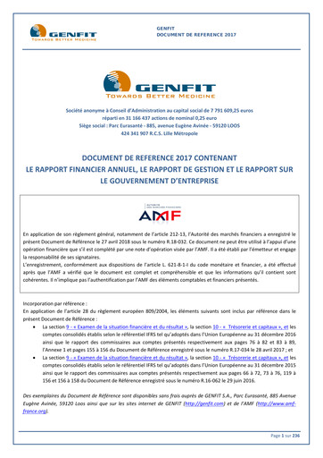 Miniature Genfit Document d'enregistrement universel 2017