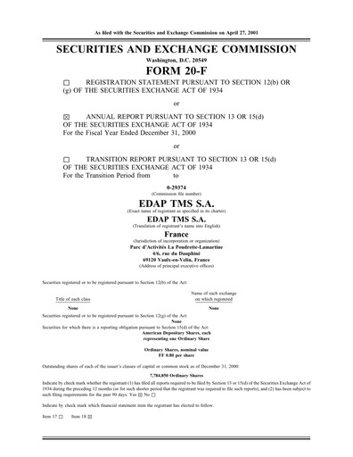 Thumbnail EDAP TMS Annual Report 2000