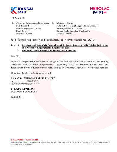 Thumbnail Nerolac Paints ESG Report 2024-2025