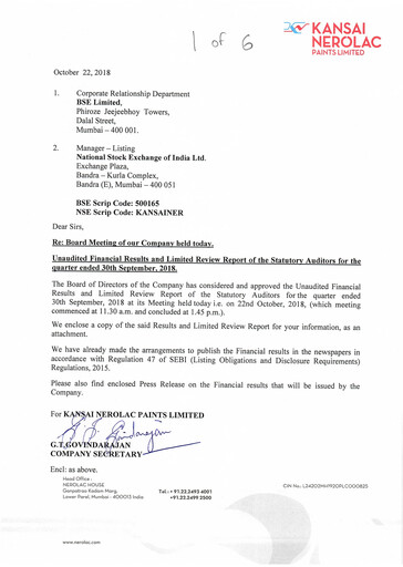 Thumbnail Nerolac Paints Quarterly Report 2018-q2