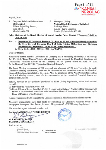 Thumbnail Nerolac Paints Quarterly Report 2019-q1