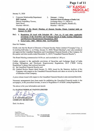 Thumbnail Nerolac Paints Quarterly Report 2019-q3