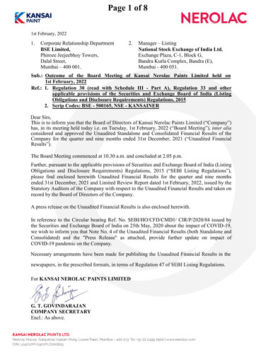 Thumbnail Nerolac Paints Quarterly Report 2021-q3