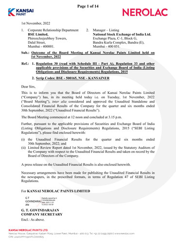 Thumbnail Nerolac Paints Quarterly Report 2022-q2