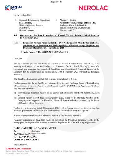 Thumbnail Nerolac Paints Quarterly Report 2023-q2