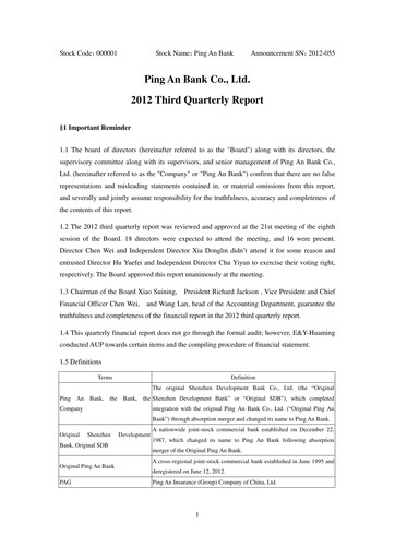 Thumbnail Ping An Bank
 Quarterly Report 2012-q3