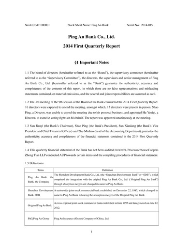 Thumbnail Ping An Bank
 Quarterly Report 2014-q1