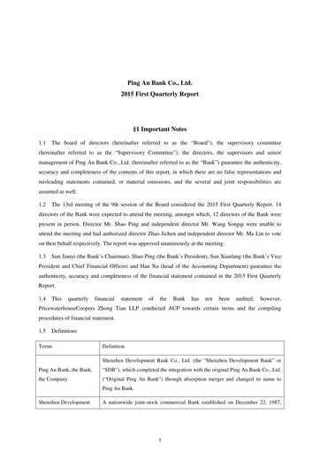 Thumbnail Ping An Bank
 Quarterly Report 2015-q1