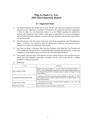 Thumbnail Ping An Bank
 Quarterly Report 2016-q3
