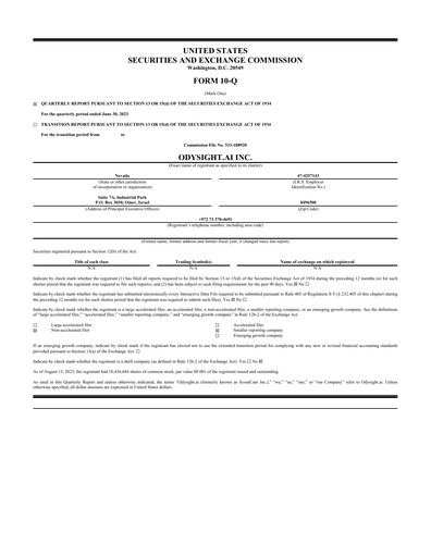 Thumbnail Odysight.ai Quarterly Report 2023-q2