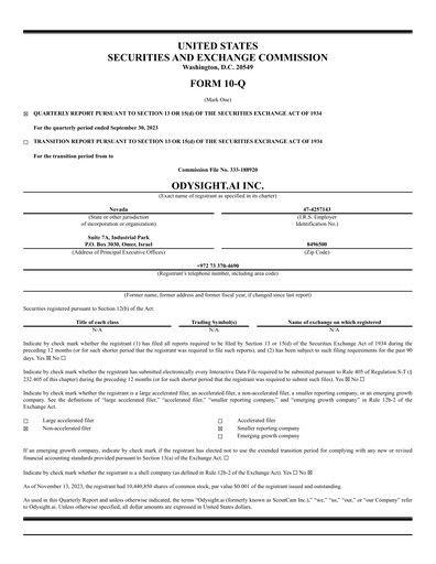 Thumbnail Odysight.ai Quarterly Report 2023-q3