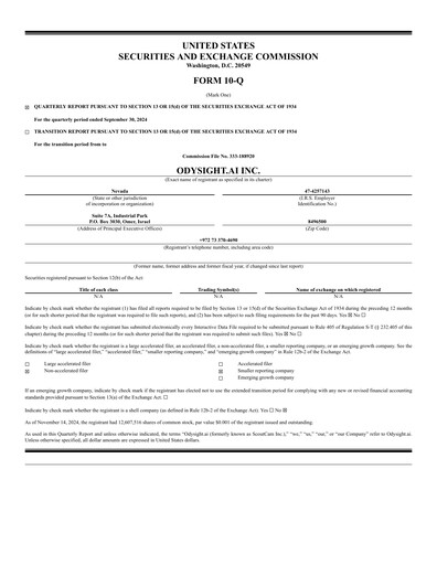 Thumbnail Odysight.ai Quarterly Report 2024-q3