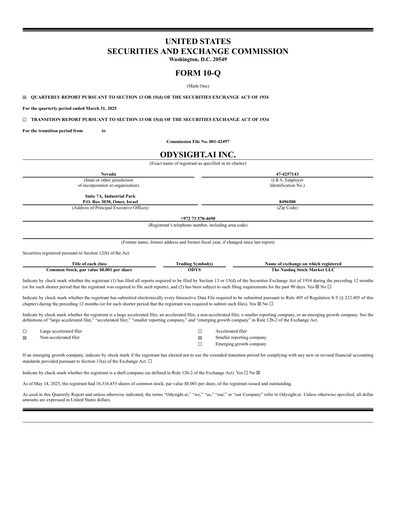 Thumbnail Odysight.ai Quarterly Report 2025-q1