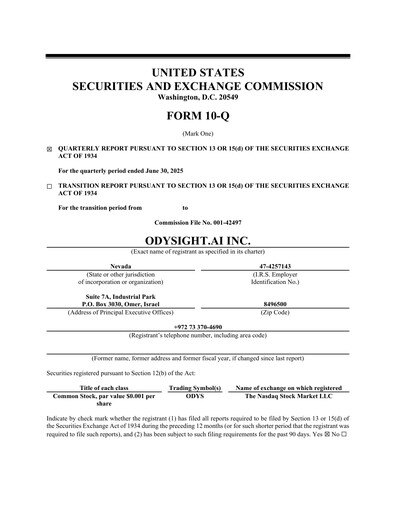 Thumbnail Odysight.ai Quarterly Report 2025-q2