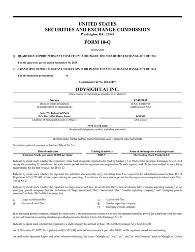 Thumbnail Odysight.ai Quarterly Report 2025-q3