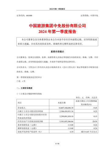 Thumbnail China Tourism Group Duty Free Quarterly Report 2024-q1
