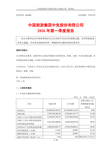 Thumbnail China Tourism Group Duty Free Quarterly Report 2026-q1