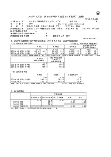 Thumbnail Isetan Mitsukoshi Holdings Quarterly Report 2026-q3