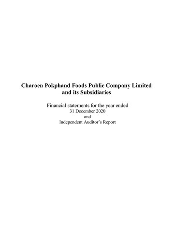 Thumbnail Charoen Pokphand Foods
 Financial Statement 2020