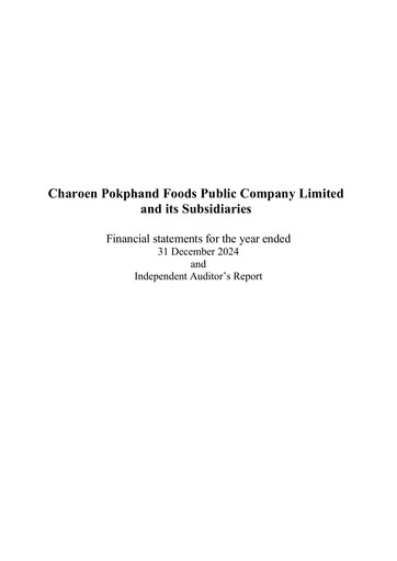 Thumbnail Charoen Pokphand Foods
 Financial Statement 2024
