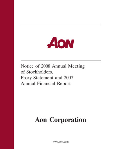 Thumbnail Aon Annual Report 2007
