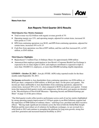 Vorschaubild Aon Quartalsbericht 2013-q3