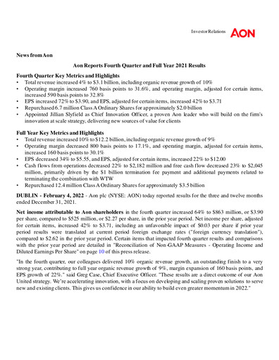 Vorschaubild Aon Quartalsbericht 2021-q4