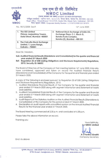 Thumbnail National Mineral Development Corporation Financial Statement 2019-2020