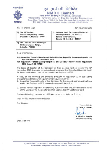 Vorschaubild National Mineral Development Corporation Quartalsbericht 2018-q2
