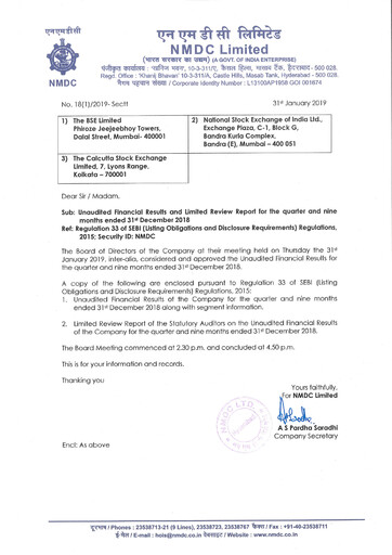 Vorschaubild National Mineral Development Corporation Quartalsbericht 2018-q3