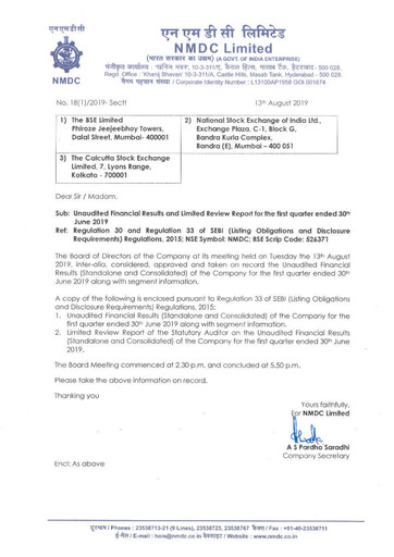 Vorschaubild National Mineral Development Corporation Quartalsbericht 2019-q1