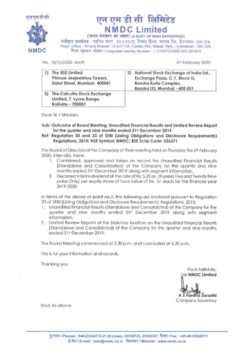 Vorschaubild National Mineral Development Corporation Quartalsbericht 2019-q3