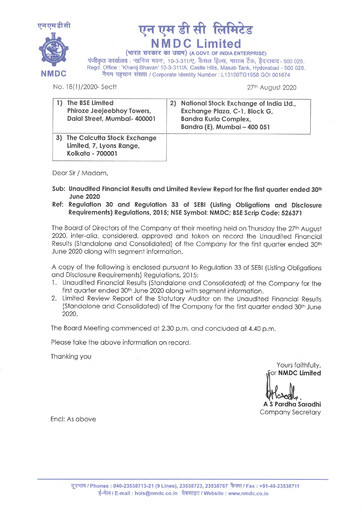 Vorschaubild National Mineral Development Corporation Quartalsbericht 2020-q1