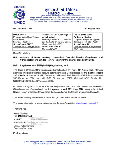 Vorschaubild National Mineral Development Corporation Quartalsbericht 2026-q1