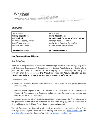 Thumbnail Whirlpool India Quarterly Report 2025-q1