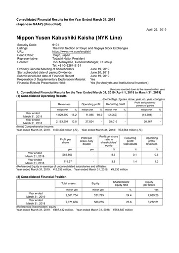 Thumbnail Nippon Yūsen
 Financial Report 2018
