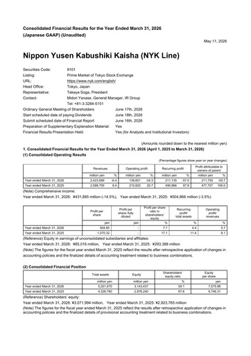 Thumbnail Nippon Yūsen
 Financial Statement 2026