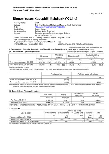 Thumbnail Nippon Yūsen
 Quarterly Report 2016-q1