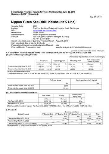 Thumbnail Nippon Yūsen
 Quarterly Report 2019-q1