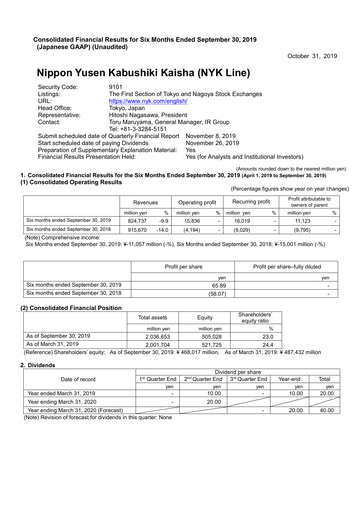 Thumbnail Nippon Yūsen
 Quarterly Report 2019-q2