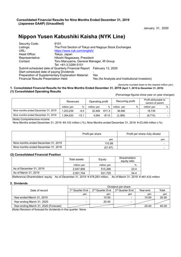 Thumbnail Nippon Yūsen
 Quarterly Report 2019-q3