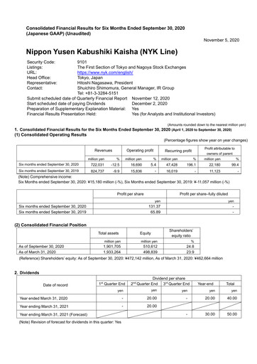 Thumbnail Nippon Yūsen
 Quarterly Report 2020-q2