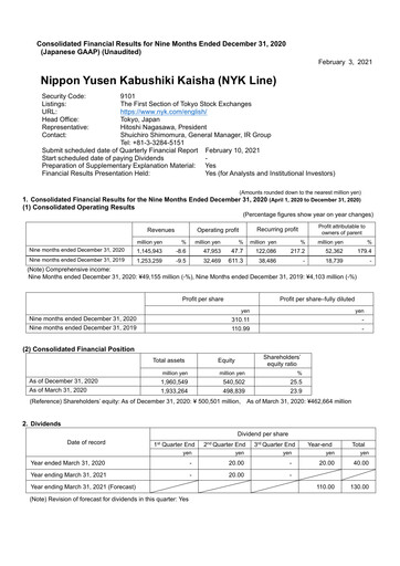 Thumbnail Nippon Yūsen
 Quarterly Report 2020-q3