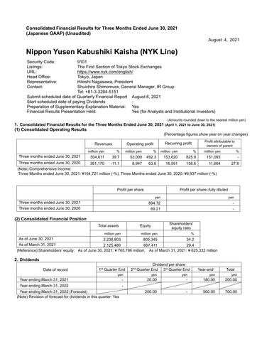 Thumbnail Nippon Yūsen
 Quarterly Report 2021-q1