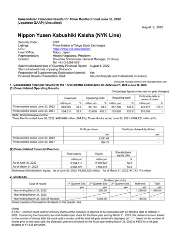 Thumbnail Nippon Yūsen
 Quarterly Report 2022-q1